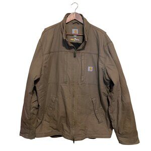 Carhartt Full Jacket Quick Duck Sz 2XL Canyon Brown Distressed Stained